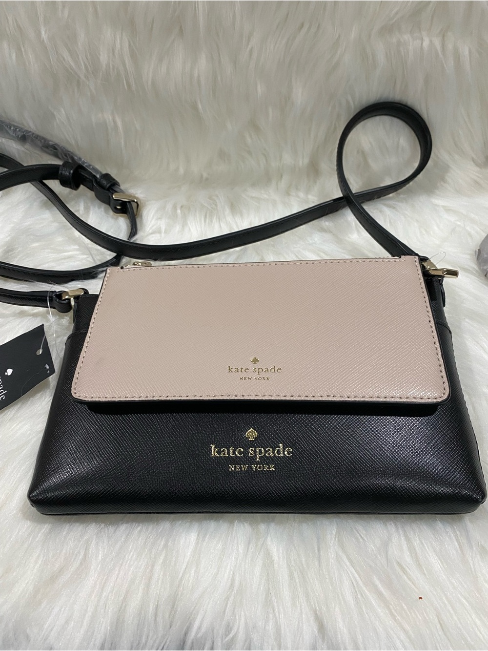 NWT! Kate Spade NY 2 piece Black and Blush/cream Leather Crossbody - Picture 6 of 7